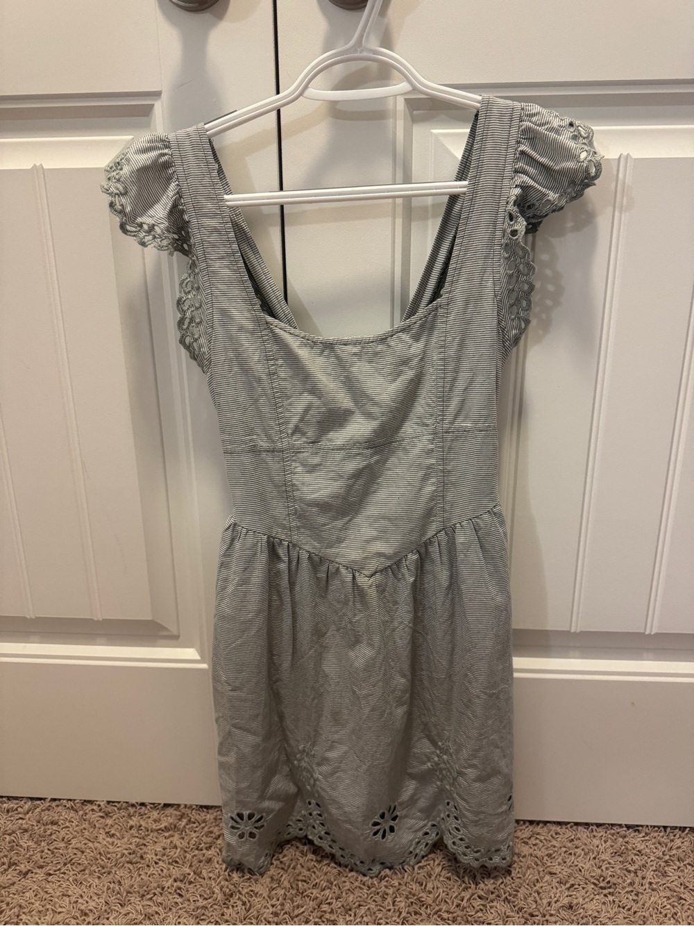 American Eagle Outfitters Green/White Lace-Trim Dress